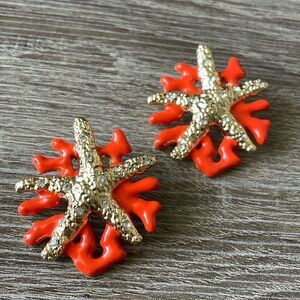 REVOLVE Coral and Gold Starfish Earrings